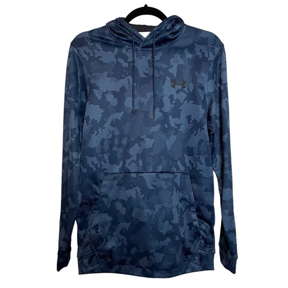 Under Armour Unisex Multi Blue Toned Camo Hoodie with Kangaroo Pocket - Picture 1 of 14